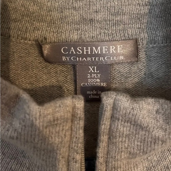 109% Cashmere Argyle zip Cardigan Sweater size XL - Picture 2 of 4